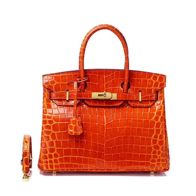 Women's Fashion Crocodile Pattern Genuine Leather Cow Bags