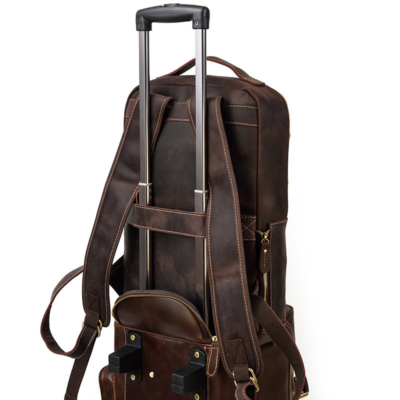 Creative Men's Crazy Horse Leather First Backpacks
