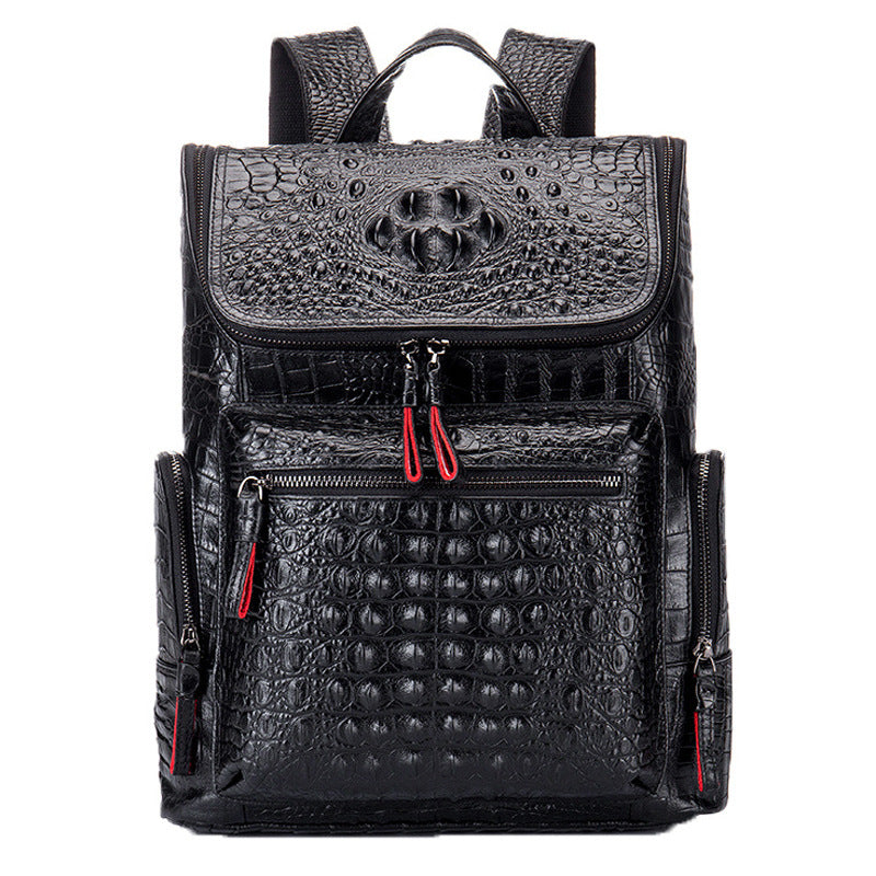 Men's Fashion Genuine Leather Crocodile Pattern Creative Backpacks