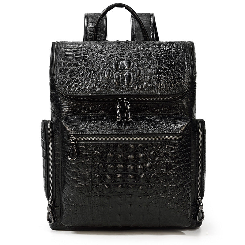 Men's Fashion Genuine Leather Crocodile Pattern Creative Backpacks