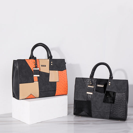 Women's Fashion Trendy Large Capacity Female Patchwork Handbags