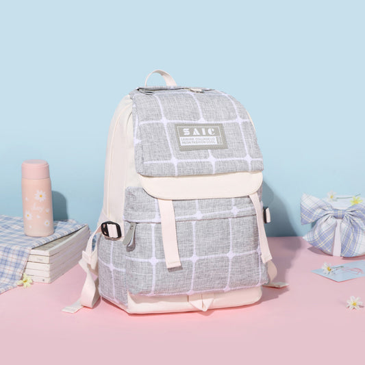 Canvas Female Junior High Korean Simple Backpacks