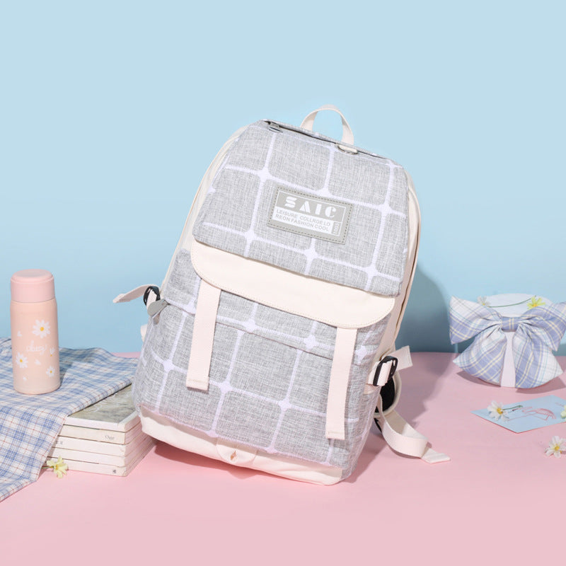 Canvas Female Junior High Korean Simple Backpacks