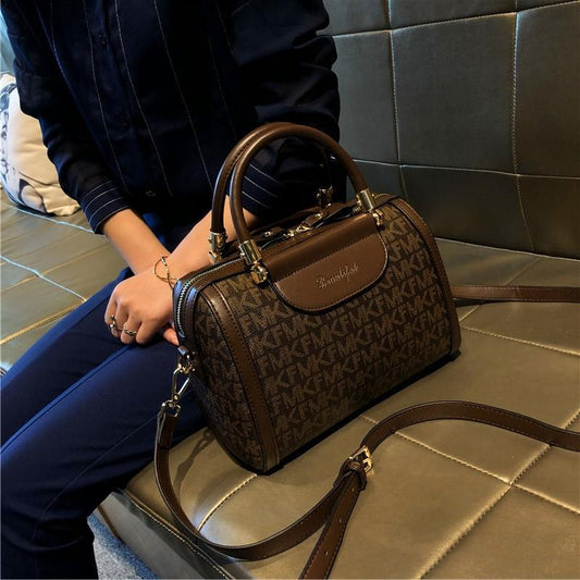 Women's Niche Printed Fashion Large Capacity Boston Shoulder Bags