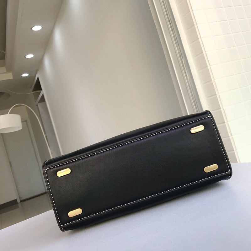 Women's Li First Layer Leather Contrast Color Stitching Shoulder Bags