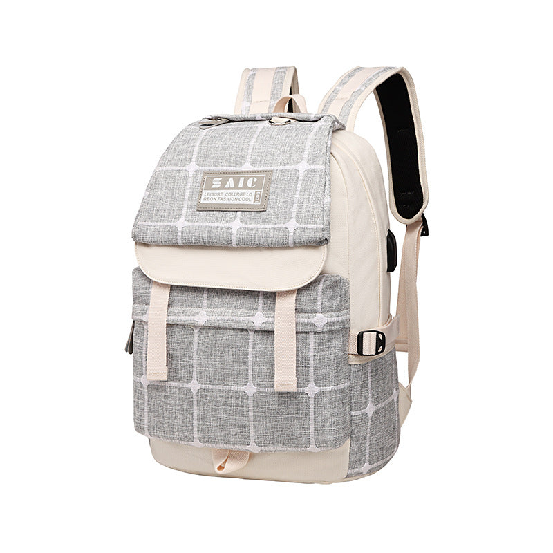 Canvas Female Junior High Korean Simple Backpacks