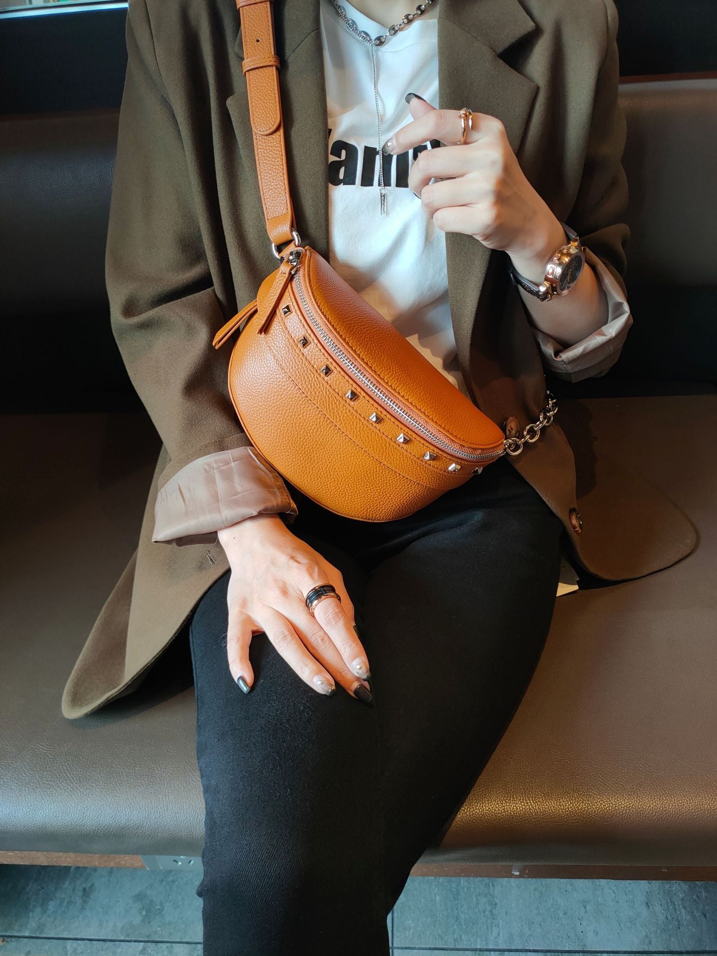 Women's Saddle Korean Soft Leather Green Willow Crossbody Bags