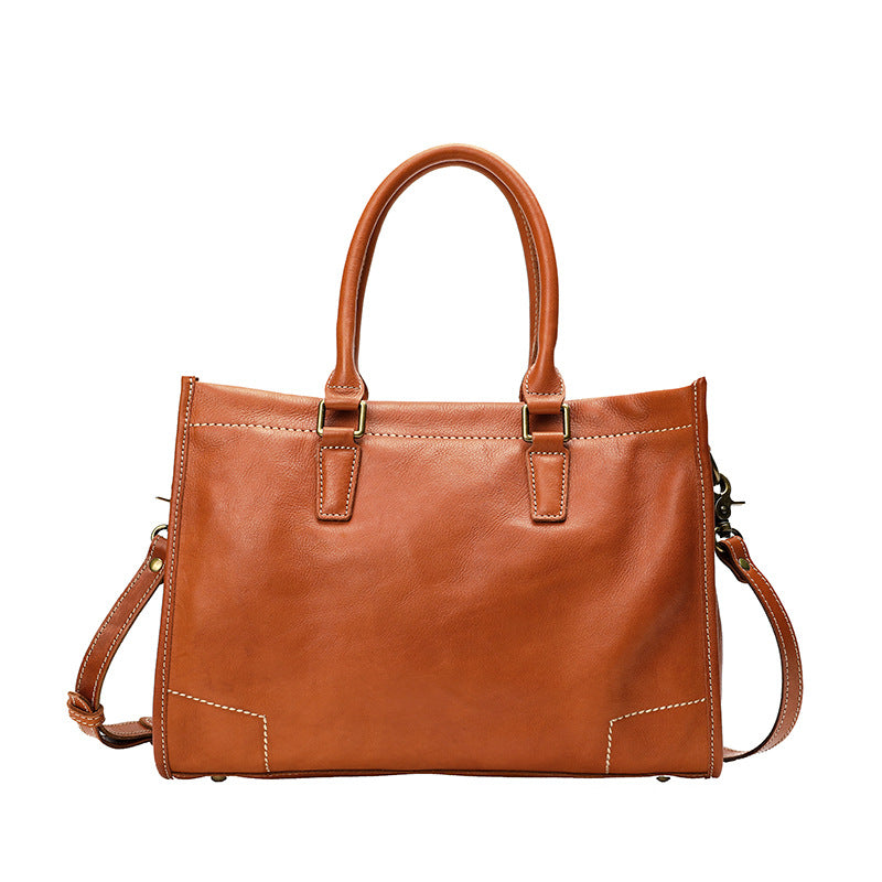 Capacity Cowhide Retro Vegetable Tanned Leather Crossbody Bags