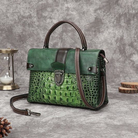Layer Cowhide Chinese Style Retro Embossing Shoulder Bags