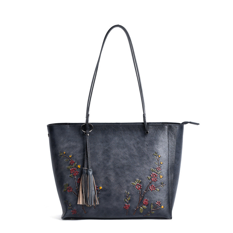 Women's Mom First Layer Cowhide Retro Large Shoulder Bags