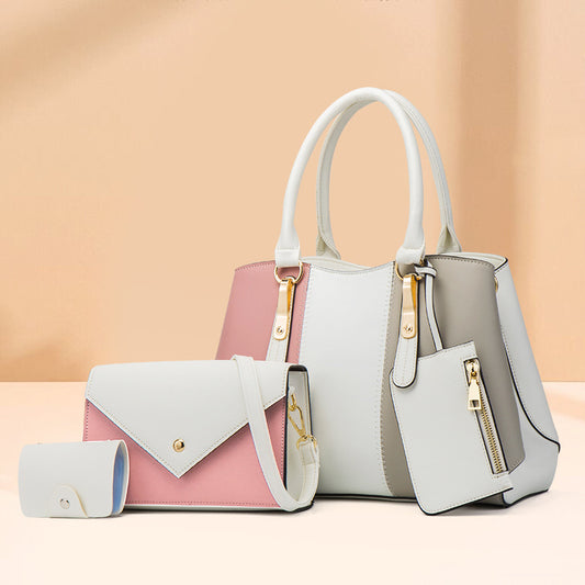 Women's Pretty Fashion Color Contrast Mother Handbags