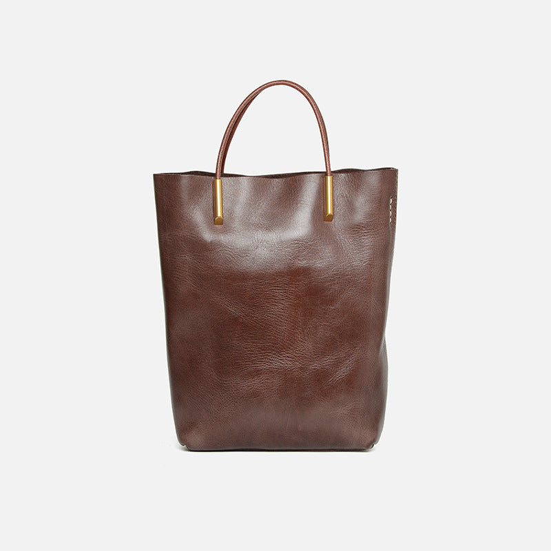 Retro Minority Cowhide Leather Large Capacity Handbags