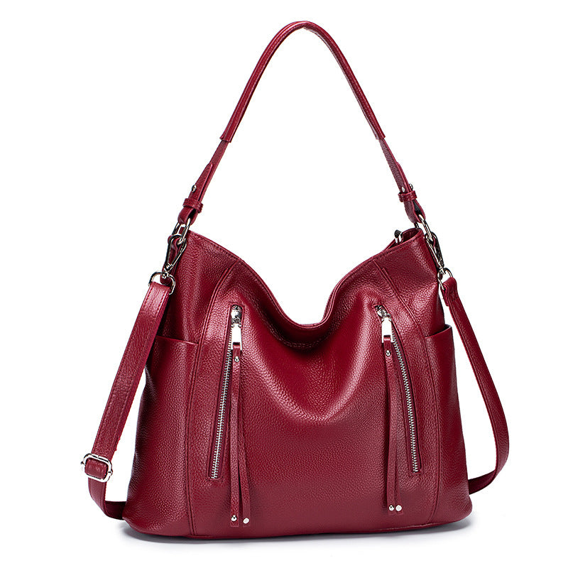 Women's Layer Cowhide Leather Genuine Soft Tassel Shoulder Bags