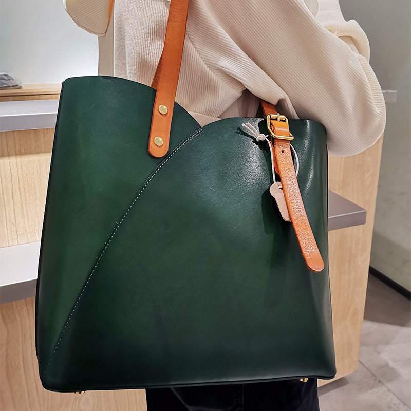 Women's Trendy Simple Retro Large Capacity Vegetable Shoulder Bags