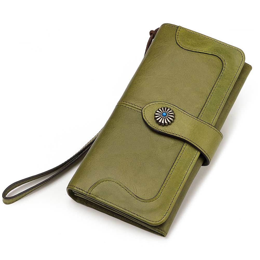 Women's Long Three-color Mobile Genuine Leather Pocket Ladies Wallets