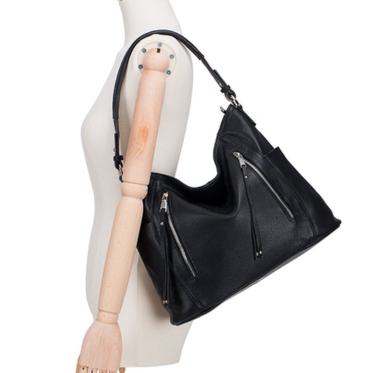 Women's Layer Cowhide Leather Genuine Soft Tassel Shoulder Bags