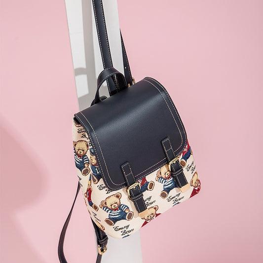 Women's Bear Attachment Korean Fashion Artistic Backpacks