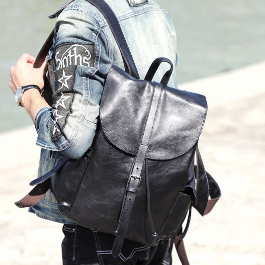 Women's & Men's & First Layer Leather Large Capacity Versatile Backpacks
