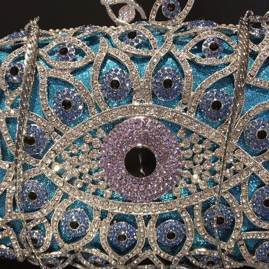 Women's Horizontal Eye Diamond Dinner Banquet Full Evening Bags