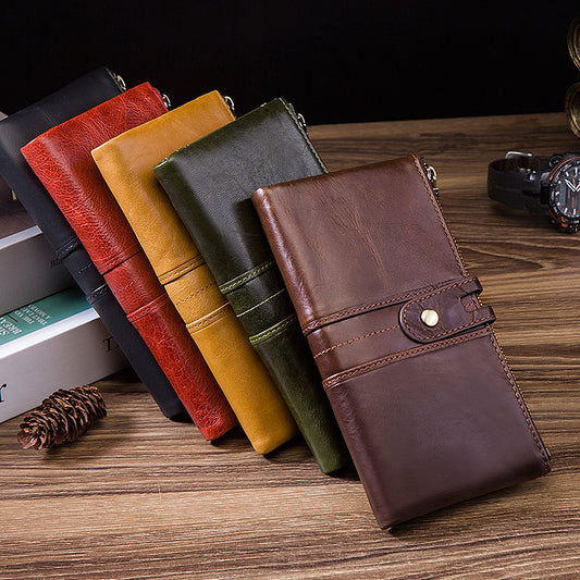 Women's & Men's & Cowhide Business Long Clutch Multiple Ladies Wallets