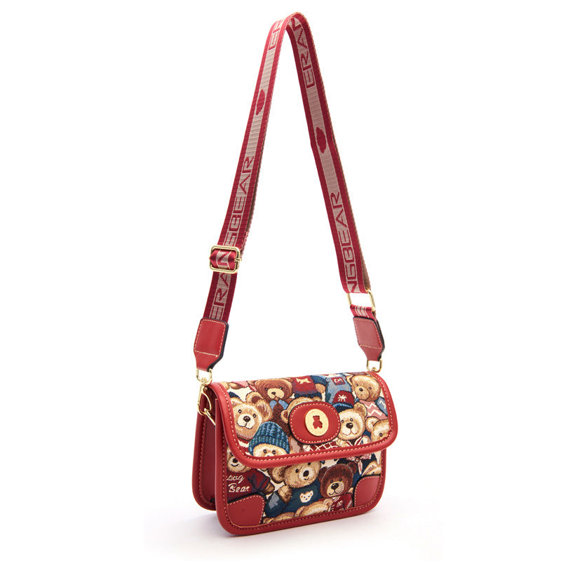 Women's Bear Attachment Fashion Trendy Simple Chain Crossbody Bags