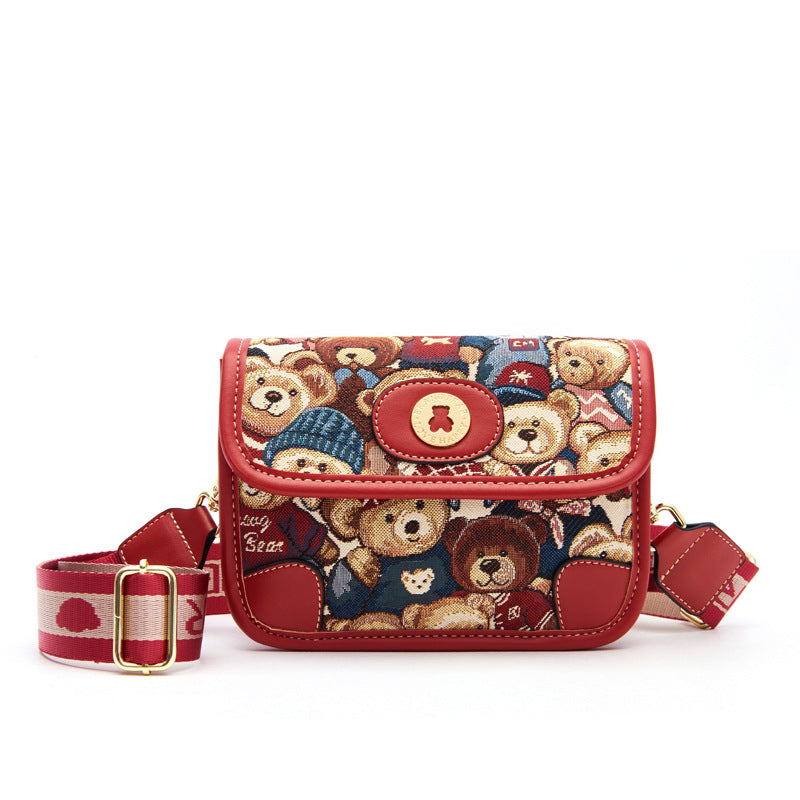 Women's Bear Attachment Fashion Trendy Simple Chain Crossbody Bags