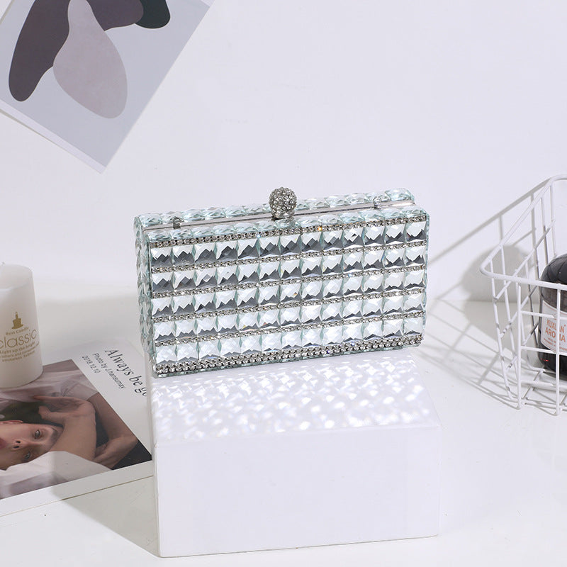 Women's Dinner Double-sided Glass Drill Clutch Fashion Evening Bags