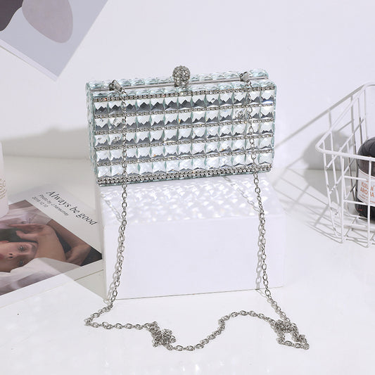 Women's Dinner Double-sided Glass Drill Clutch Fashion Evening Bags