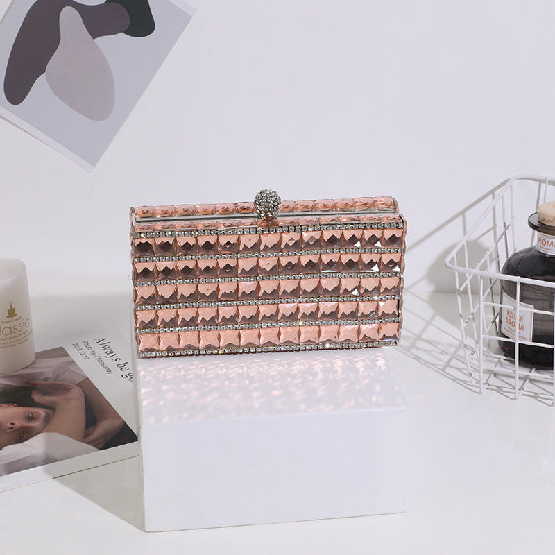 Women's Dinner Double-sided Glass Drill Clutch Fashion Evening Bags