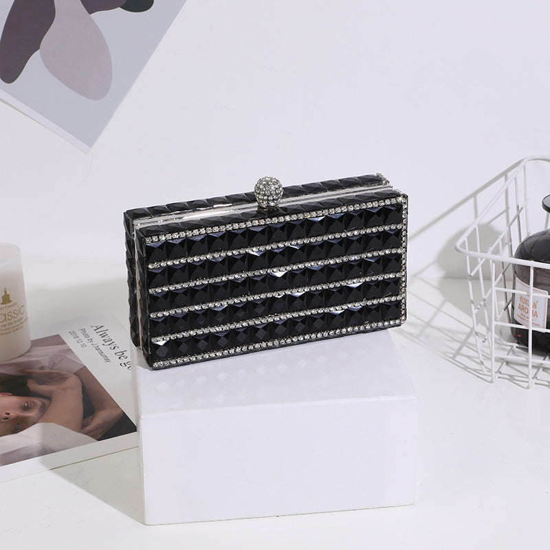 Women's Dinner Double-sided Glass Drill Clutch Fashion Evening Bags