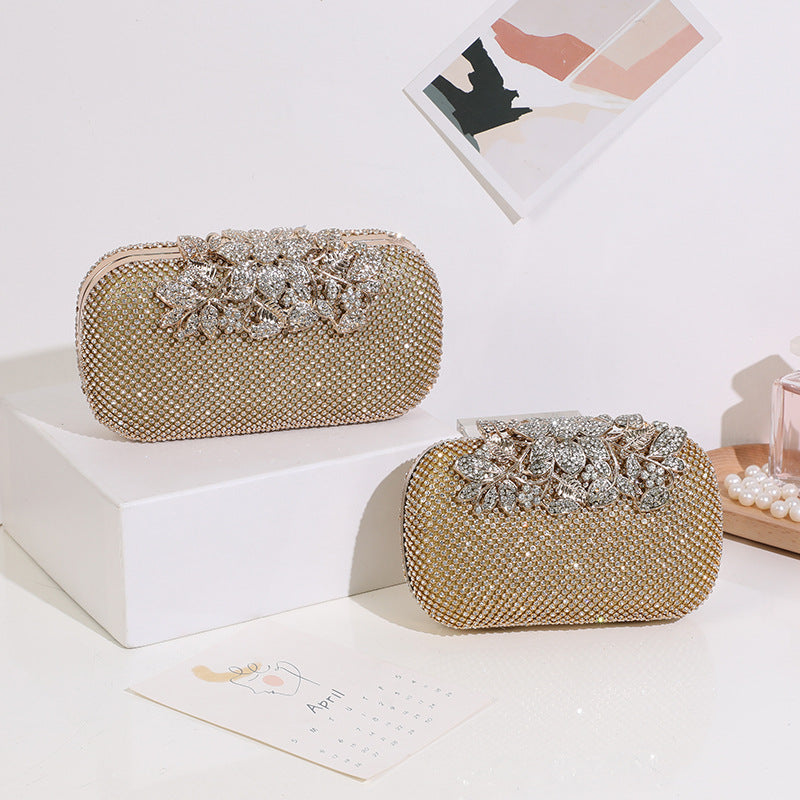 Dinner Leaf-shaped Flowers Diamond Clutch Fashion Personalized Evening Bags