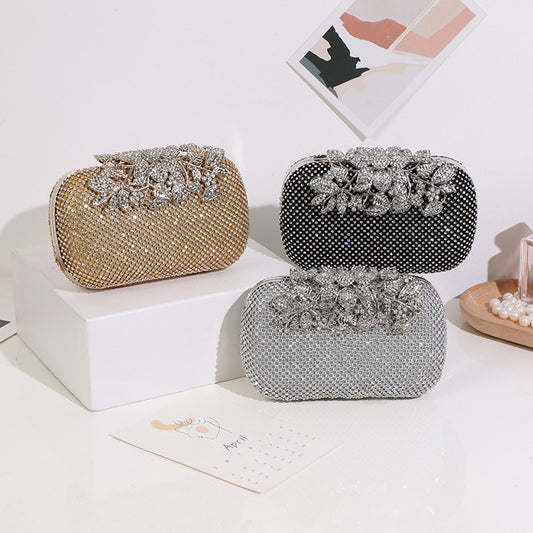 Dinner Leaf-shaped Flowers Diamond Clutch Fashion Personalized Evening Bags