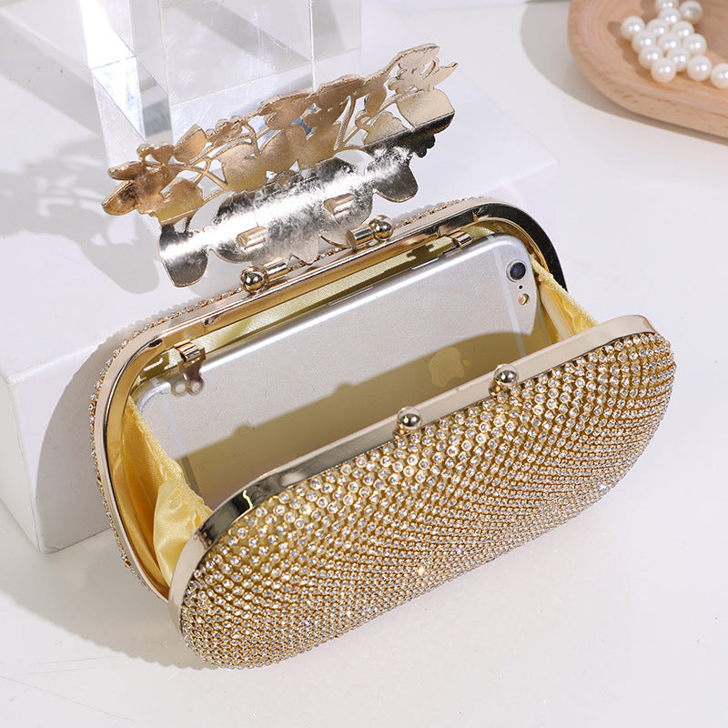 Dinner Leaf-shaped Flowers Diamond Clutch Fashion Personalized Evening Bags