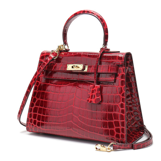 Women's Genuine Leather Fashion Crocodile Pattern Cow Handbags
