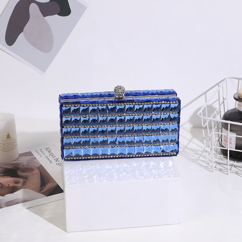 Women's Dinner Double-sided Glass Drill Clutch Fashion Evening Bags