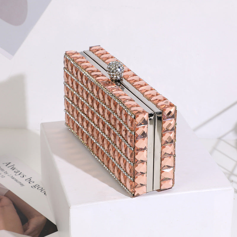 Women's Dinner Double-sided Glass Drill Clutch Fashion Evening Bags