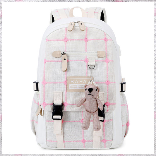 Women's Double Canvas Large Capacity High Junior Backpacks