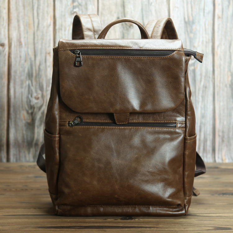 Men's Super Soft Leather Simple Fashion Trendy Backpacks