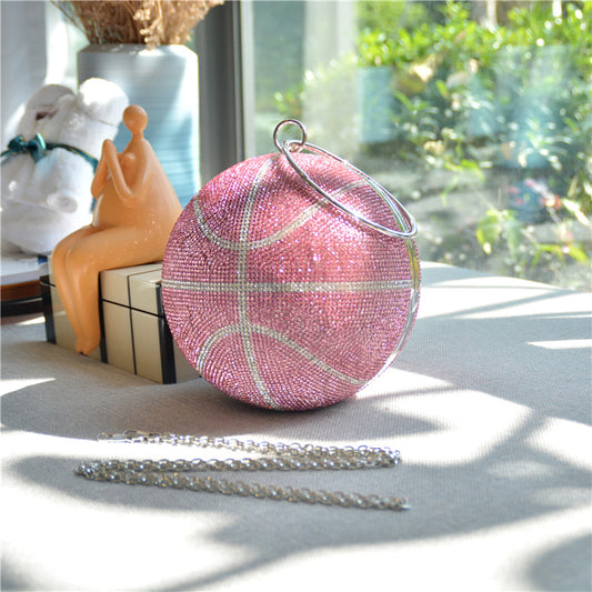 Women's Personalized Plastic Diamond Spherical Rhinestone Basketball Dinner Evening Bags