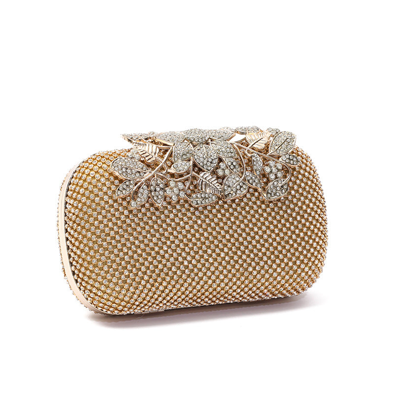 Dinner Leaf-shaped Flowers Diamond Clutch Fashion Personalized Evening Bags