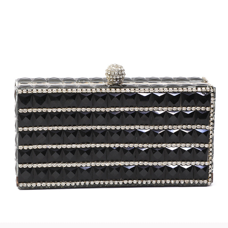 Women's Dinner Double-sided Glass Drill Clutch Fashion Evening Bags