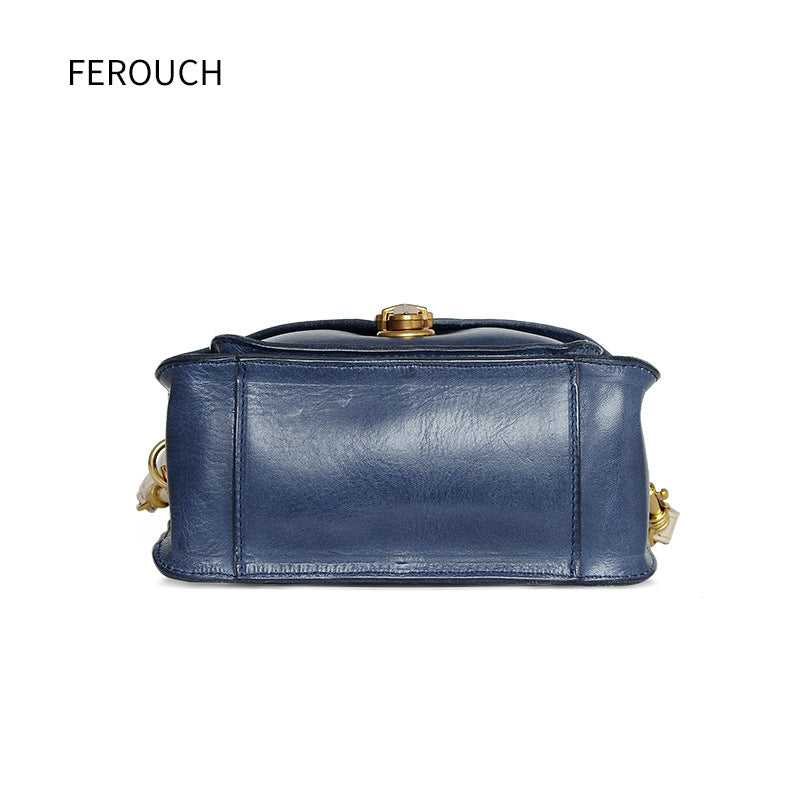 Women's Retro Cowhide Handmade College Style Genuine Shoulder Bags