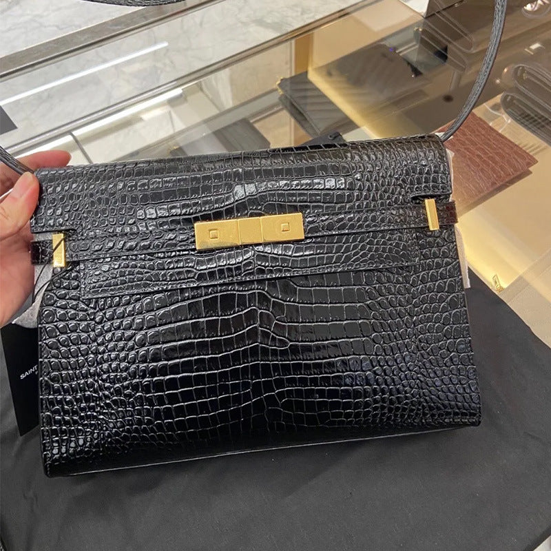 Women's Trendy Manhattan Crocodile Pattern Baguette Kelly Crossbody Bags