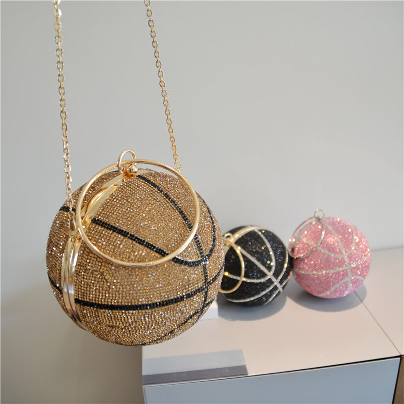 Women's Personalized Plastic Diamond Spherical Rhinestone Basketball Dinner Evening Bags