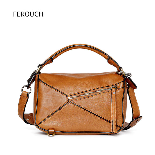 Fashion Entry Lux Geometric Genuine Leather Handbags