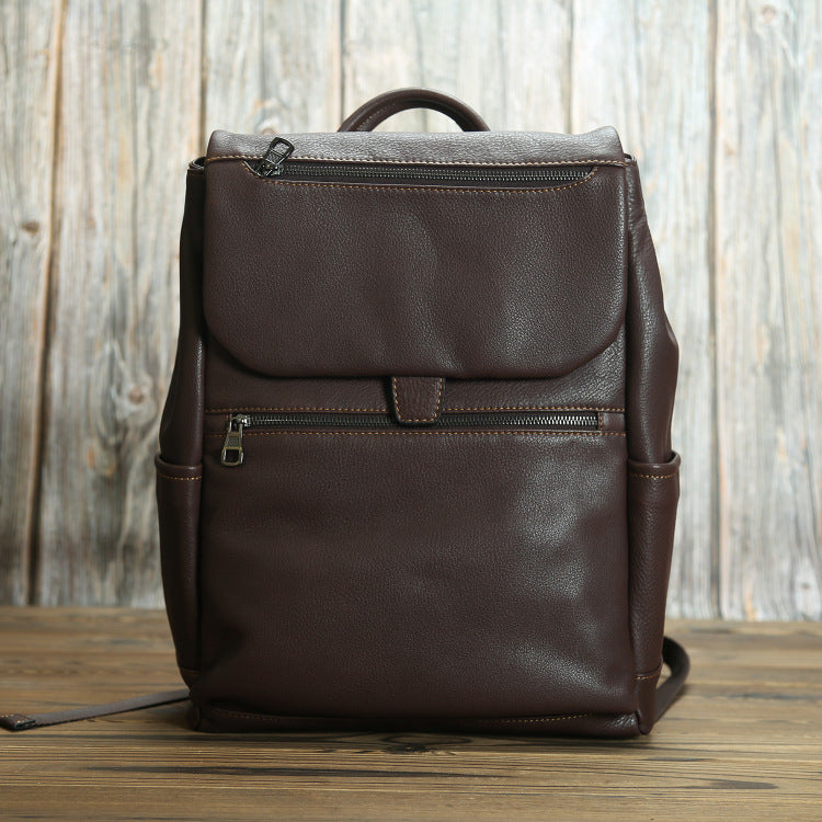 Men's Super Soft Leather Simple Fashion Trendy Backpacks