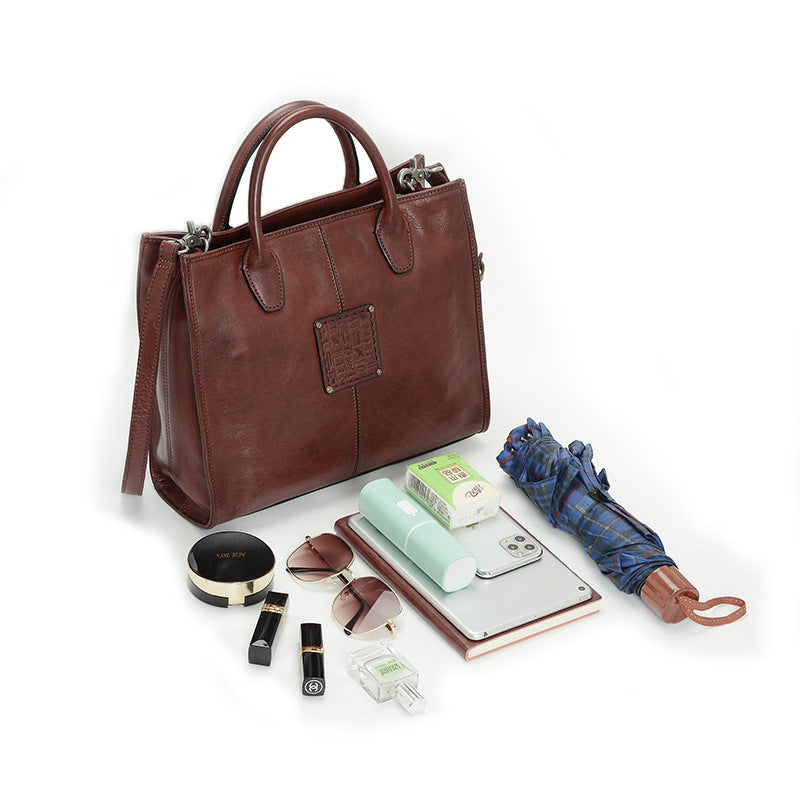 Women's Handmade First Layer Cowhide Genuine Leather Shoulder Bags