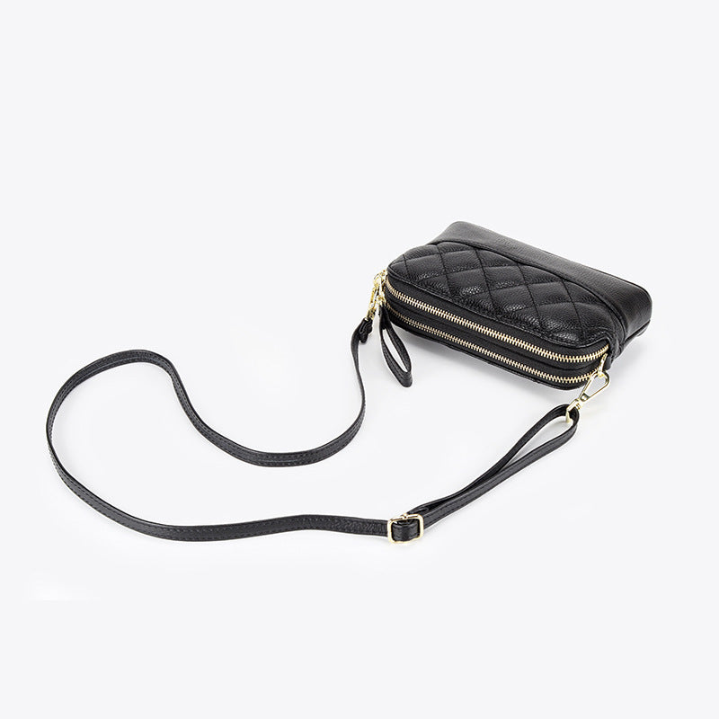 Women's Soft Leather Fashion Diamond Quilted Stray Bags
