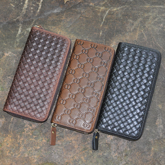 Men's Leather Long Circumference Zipper Vintage Crazy Horse Hand-held Men's Wallets