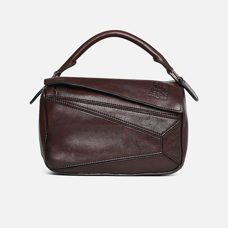 Fashion Entry Lux Geometric Genuine Leather Handbags